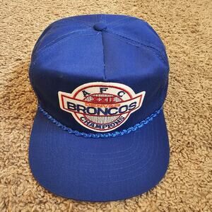 Vintage Denver Broncos AFC Champions XXII Cap OSFA Blue Rope Zipperback Hat NFL